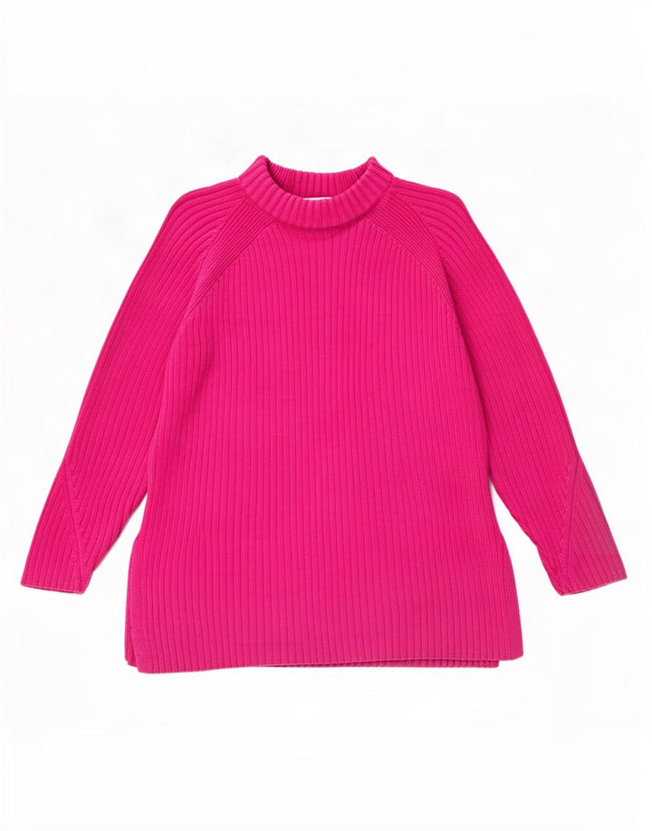 Suéter feminino Marks & Spencer com gola tartaruga Reino Unido 14 algodão rosa médio