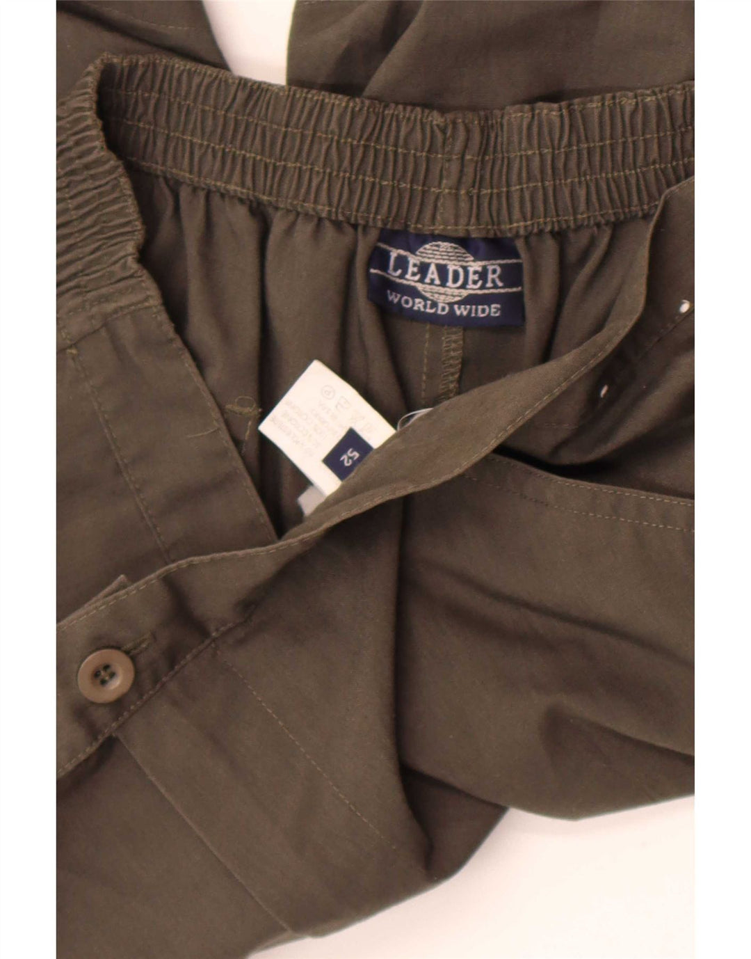Shorts casuais masculinos Leader W34 grande poliéster cáqui