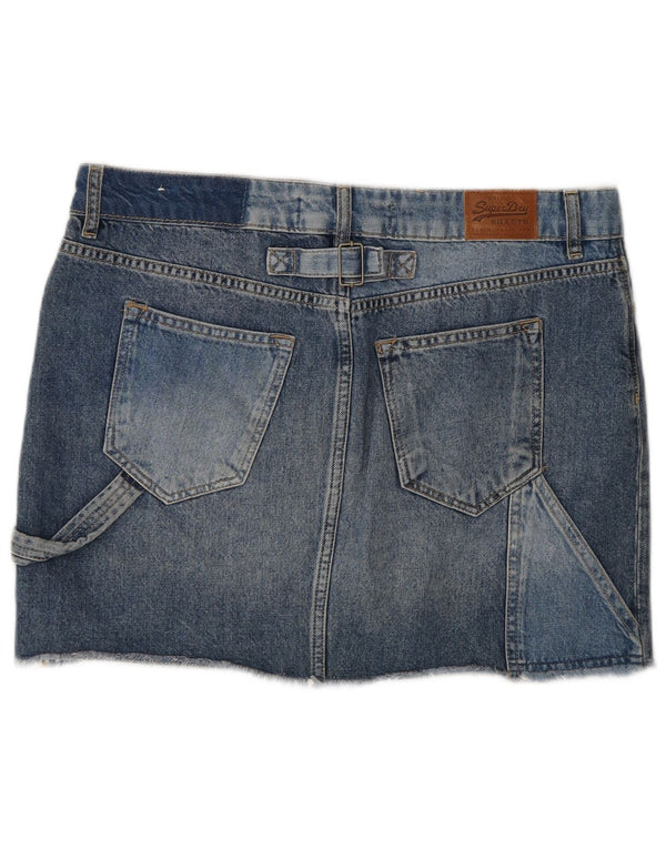 Saia jeans feminina Superdry W30 algodão azul médio
