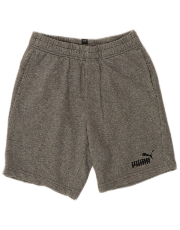 Shorts esportivos Puma meninos 13-14 anos cinza algodão manchado