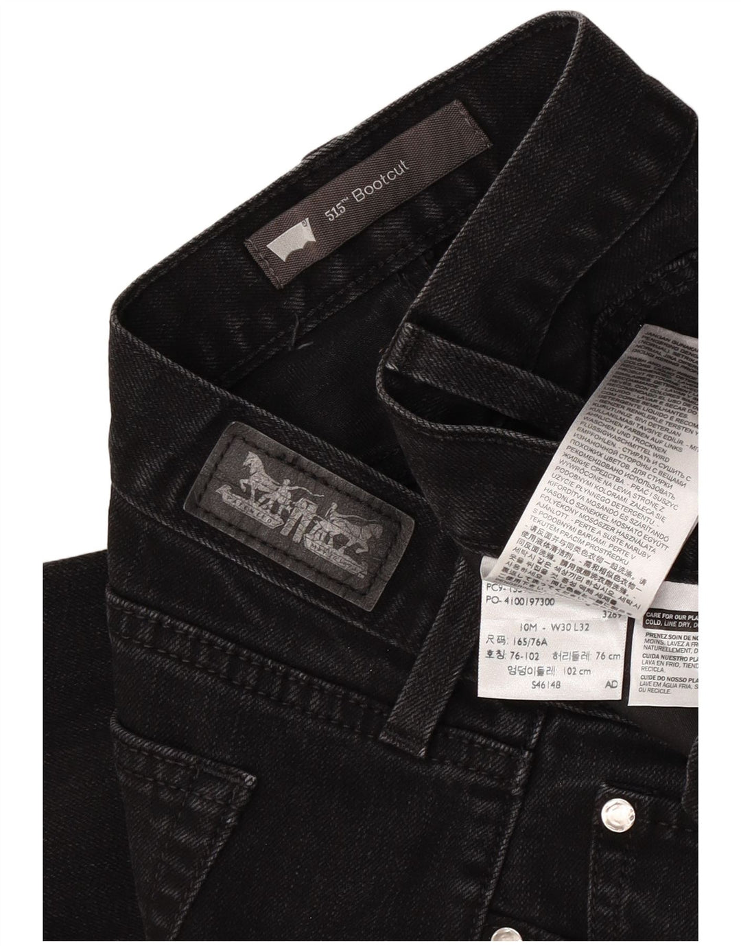 Calça jeans feminina Levi's 515 Bootcut US 10 grande W30 L32 algodão preto