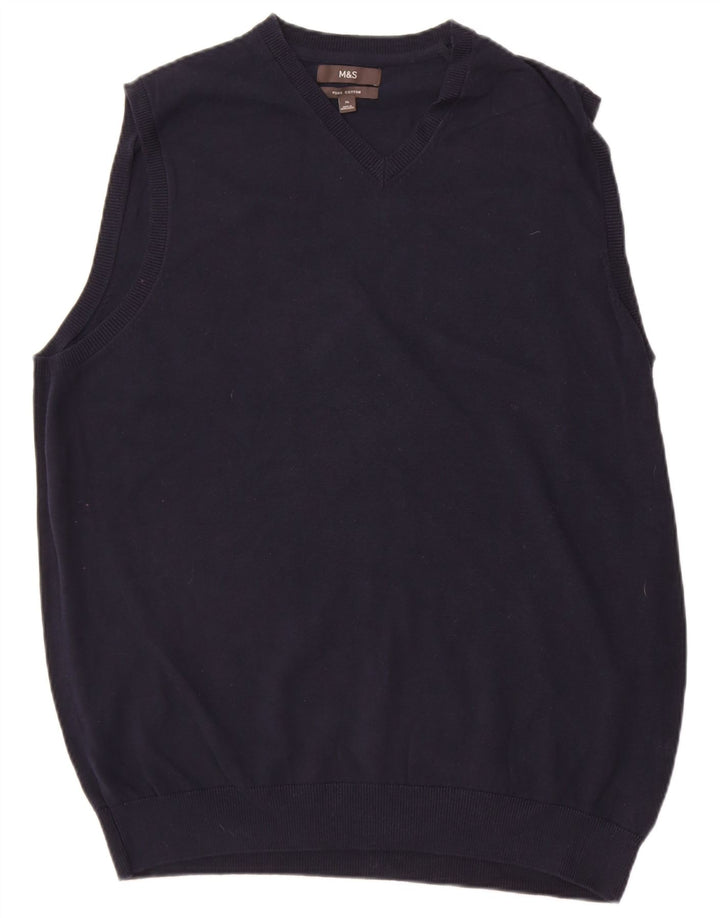 Regata masculina Marks & Spencer com colete XL de algodão azul marinho