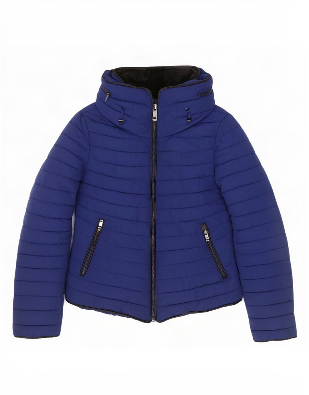 Jaqueta acolchoada com capuz feminina Zara UK 10 pequena azul