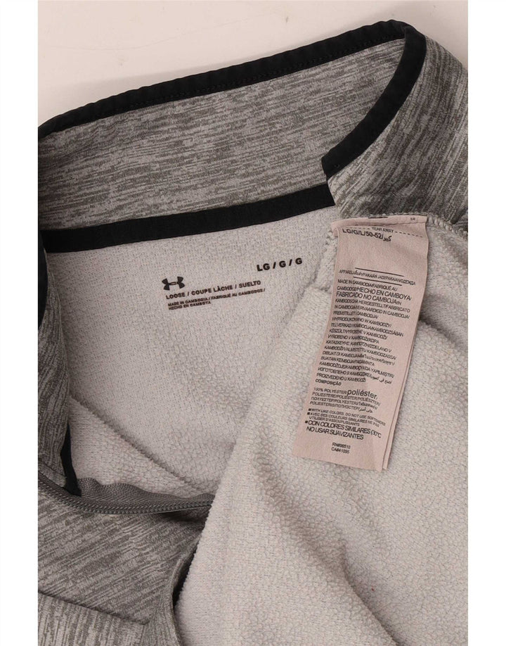 Moletom masculino Under Armour com zíper e gola grande em poliéster manchado cinza