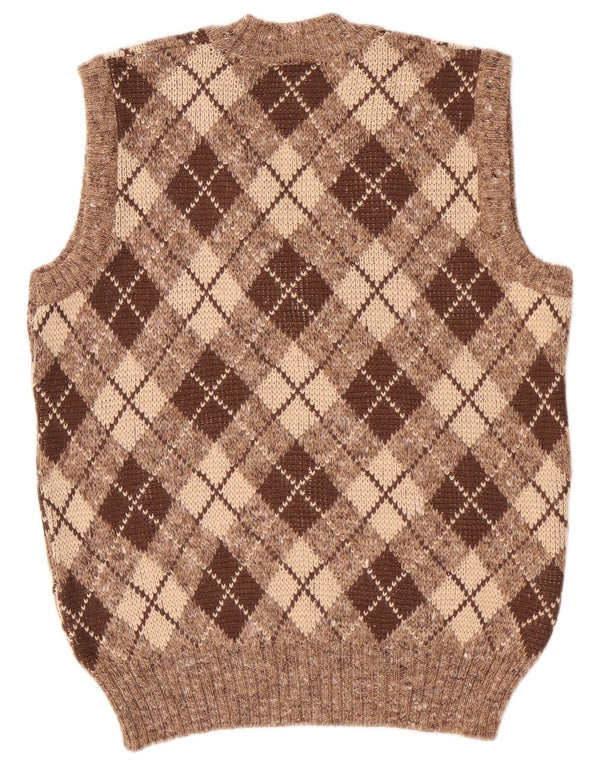 Regata masculina Dama com colete pequeno marrom Argyle/lã diamante