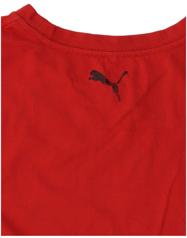 Camiseta PUMA Boys Graphic Top 10-11 Anos Médio Algodão Vermelho