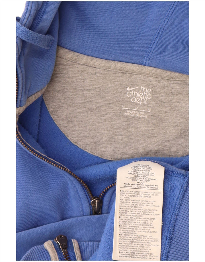 Suéter Nike feminino com capuz e zíper UK 12 algodão azul médio