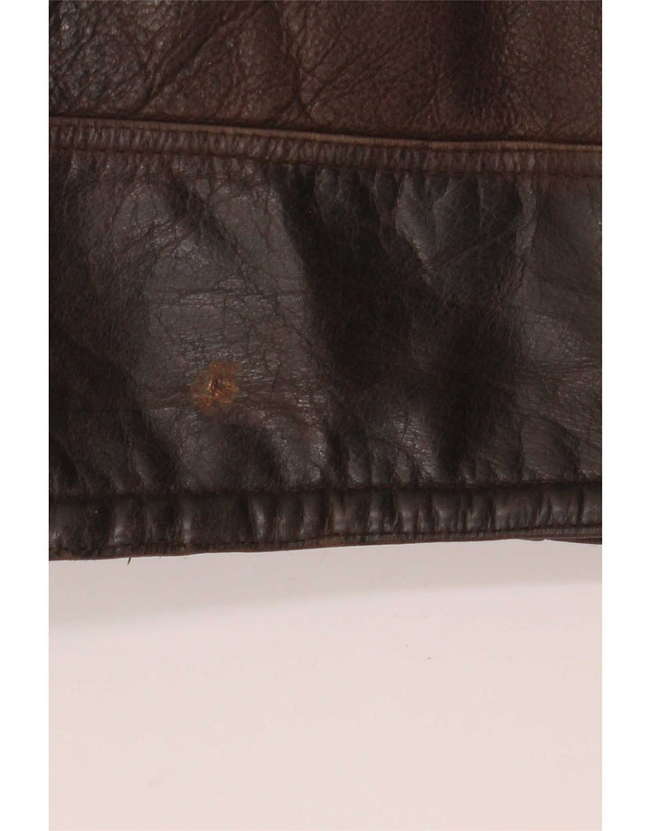 Jaqueta de couro Sherpa masculina vintage Reino Unido 40 grande marrom