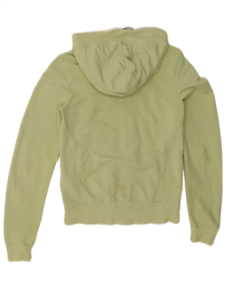 Suéter feminino PUMA com capuz e zíper gráfico UK 8 pequeno verde