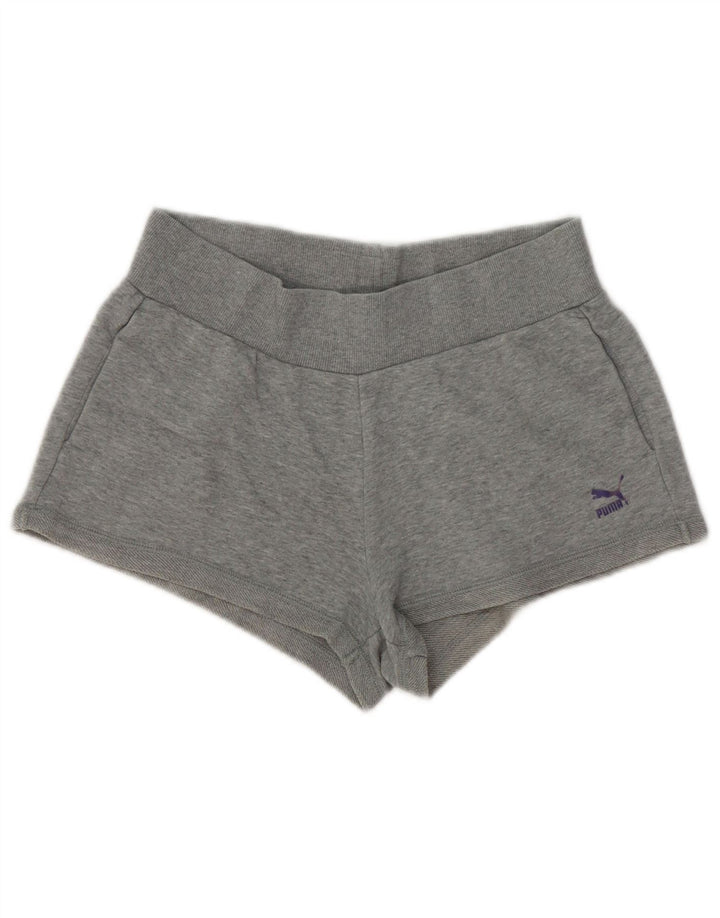 Shorts esportivos femininos PUMA UK 12 cinza médio manchado