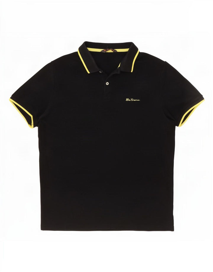 Camisa polo masculina Ben Sherman de algodão preto médio