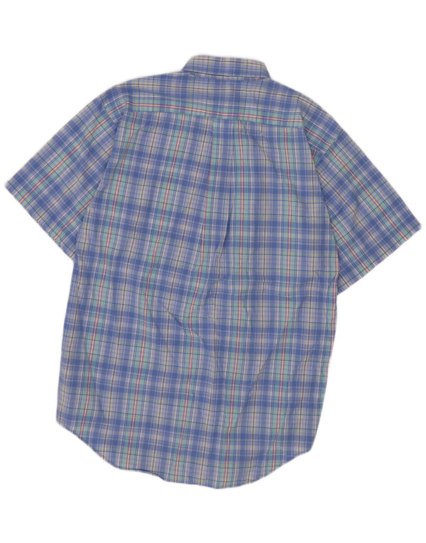 Ralph Lauren Camisa masculina de manga curta 15-16 anos XL algodão xadrez azul