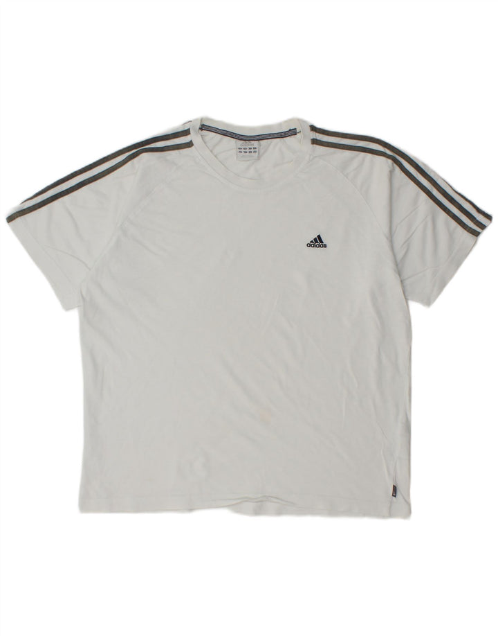 ADIDAS Mens T-Shirt Top Grande Algodão Branco