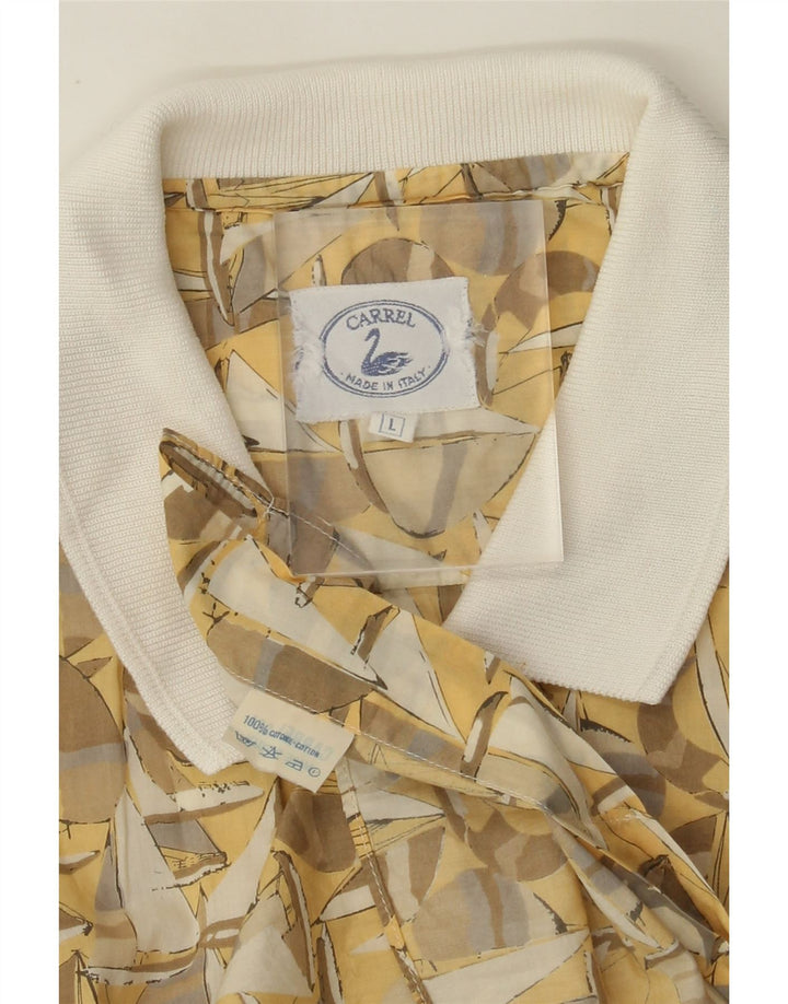 Carrel Camisa masculina de manga curta grande algodão geométrico amarelo