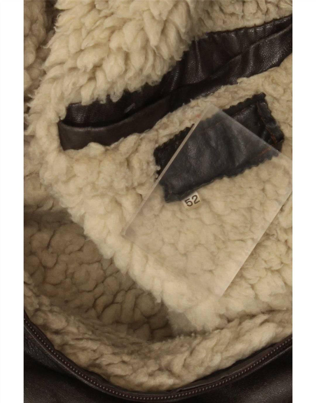 Jaqueta masculina vintage de couro Sherpa IT 52 XL marrom