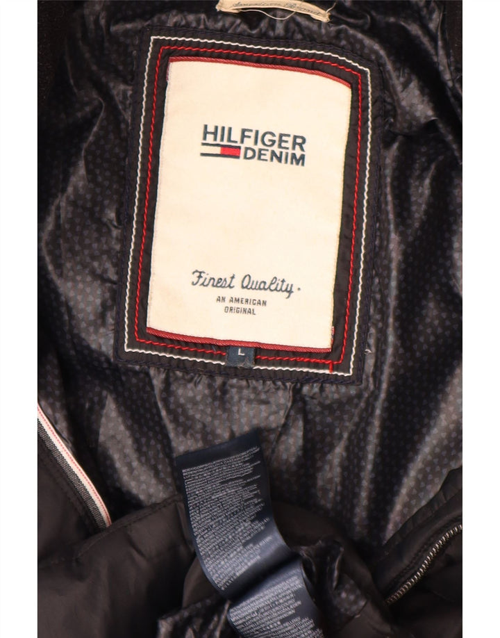 Casaco acolchoado feminino Tommy Hilfiger Reino Unido 16 grande poliéster preto