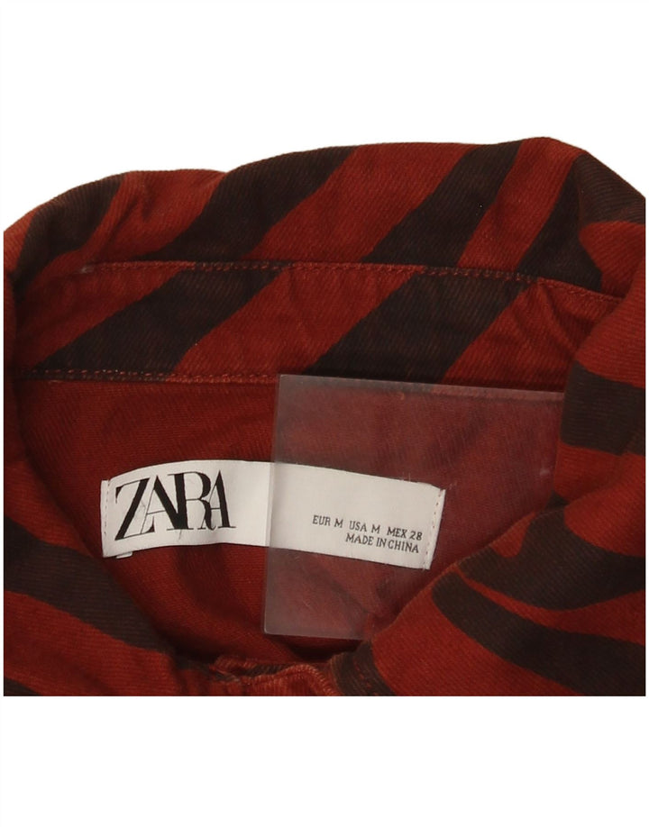 Camisa jeans oversized feminina Zara Reino Unido 14 estampa animal vermelha média
