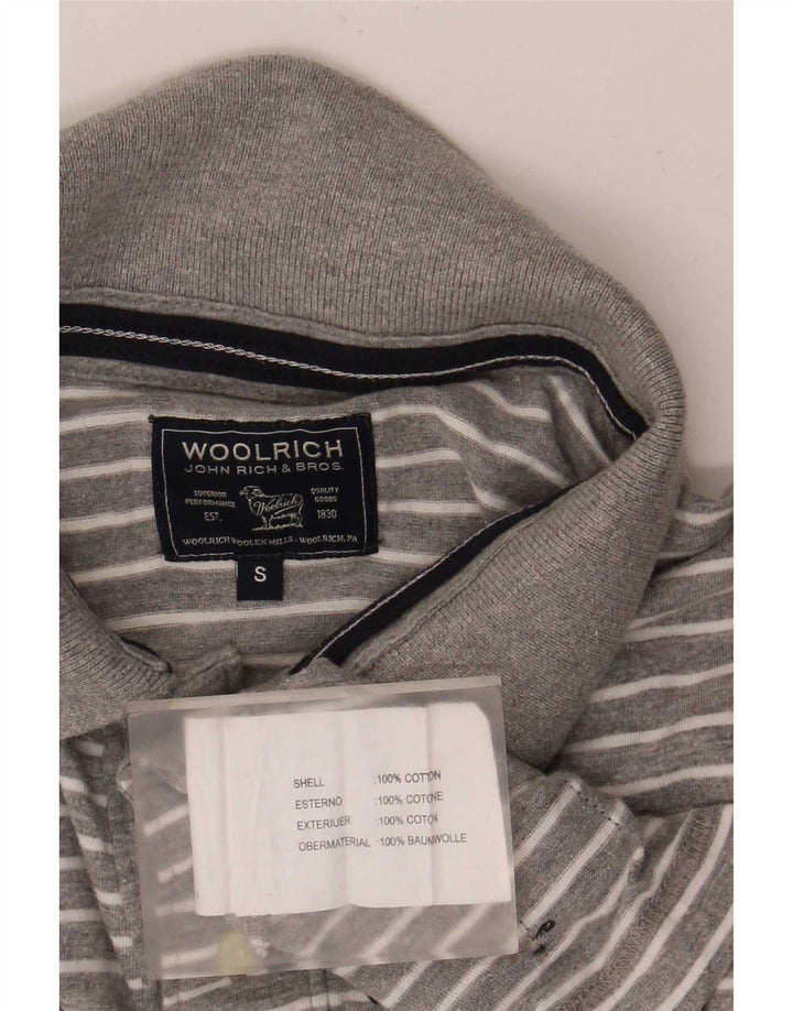 Camisa polo masculina Woolrich pequena listrada cinza de algodão