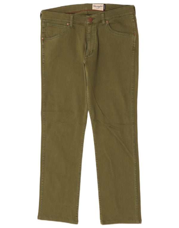 Calça Wrangler masculina Greensboro reta casual W32 L29 algodão verde