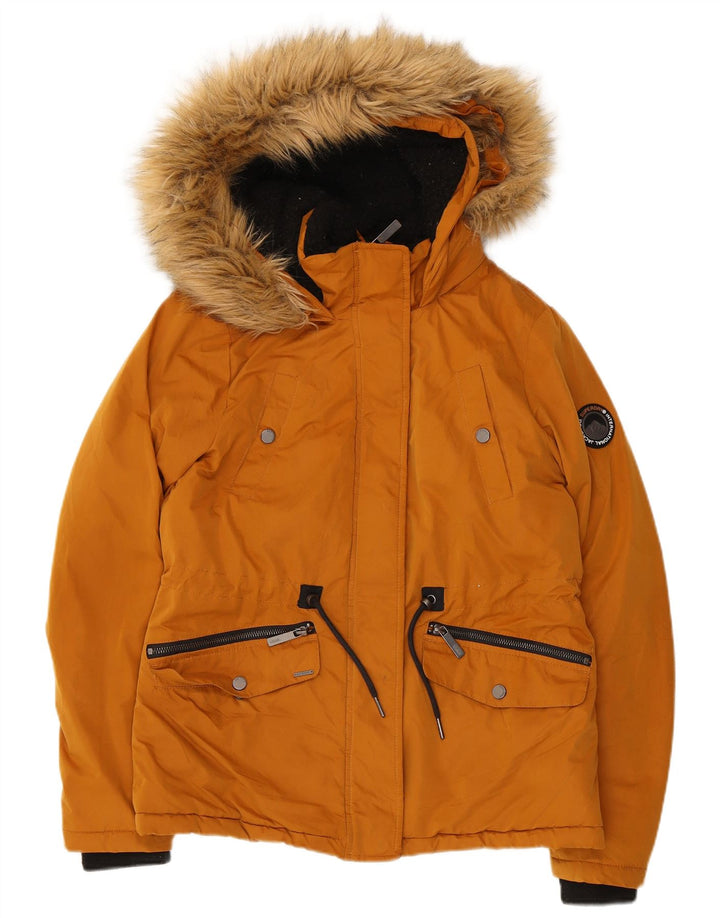Jaqueta corta-vento feminina SUPERDRY com capuz UK 8 poliéster laranja pequeno