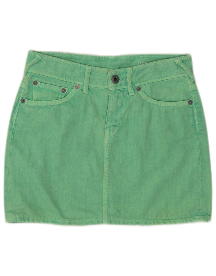 Saia jeans feminina JACK WILLS Reino Unido 4 XS W26 algodão verde