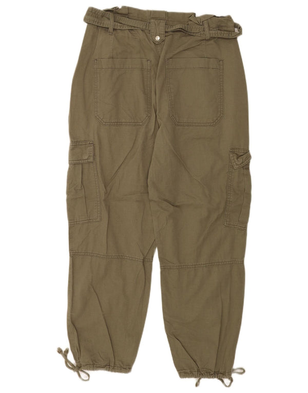 Calça cargo feminina Whistles Joggers UK 12 médio W30 L25 algodão cáqui