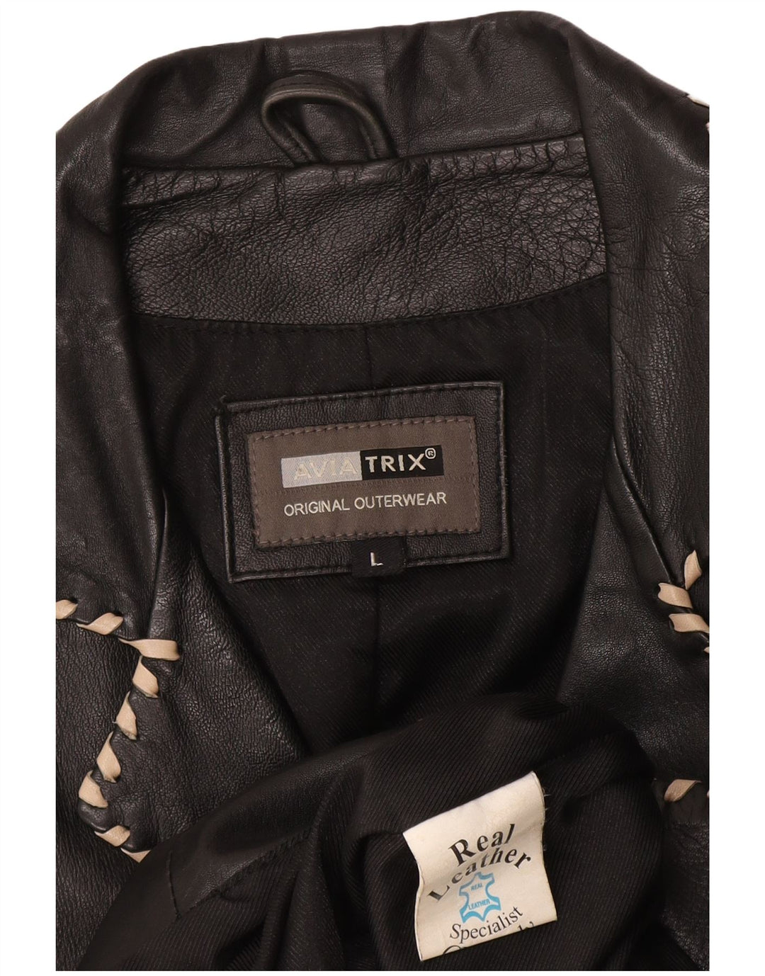 Casaco de couro feminino Aviatrix UK 14 grande couro preto