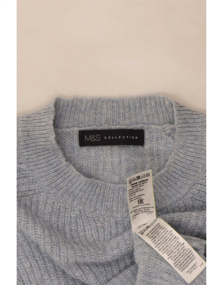 Suéter feminino Marks & Spencer com gola redonda grande, Reino Unido 10 pequeno azul