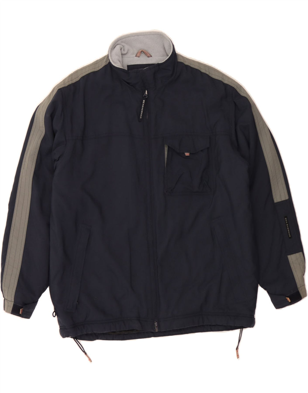 Jaqueta corta-vento masculina BEN SHERMAN UK 40 grande bloco colorido azul marinho