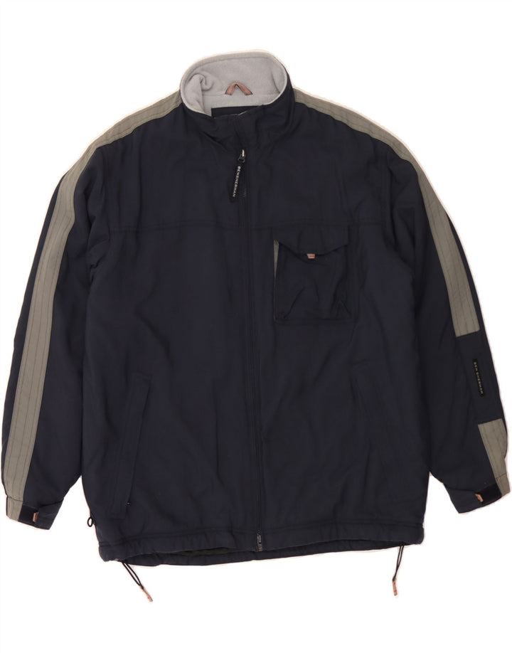Jaqueta corta-vento masculina BEN SHERMAN UK 40 grande bloco colorido azul marinho