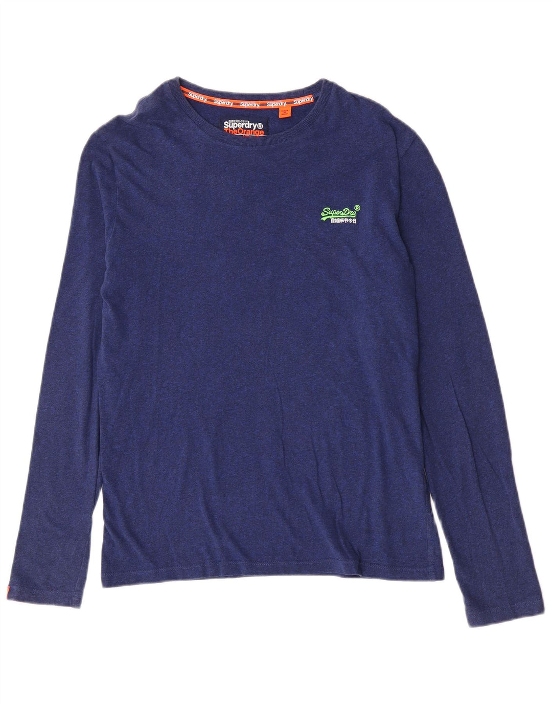 Top masculino Superdry manga comprida algodão manchado azul médio