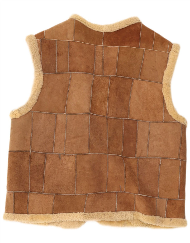 Colete masculino vintage Shearling UK 42 XL marrom