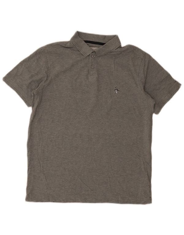 Camisa polo masculina Penguin algodão cinza médio
