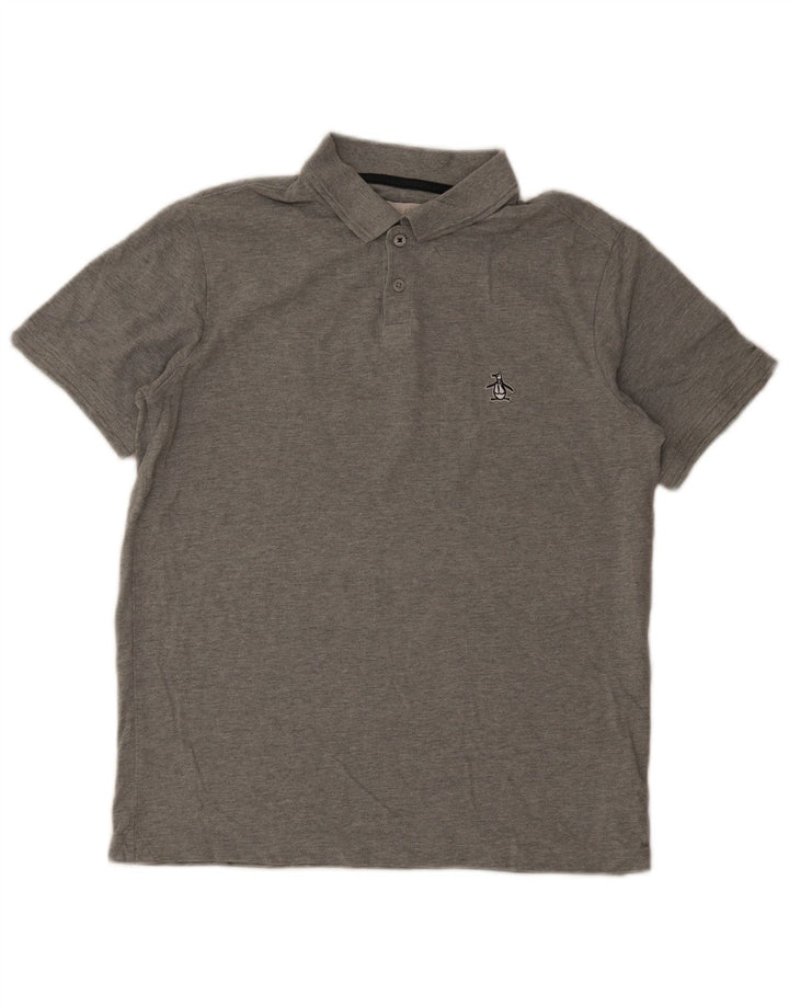 Camisa polo masculina Penguin algodão cinza médio