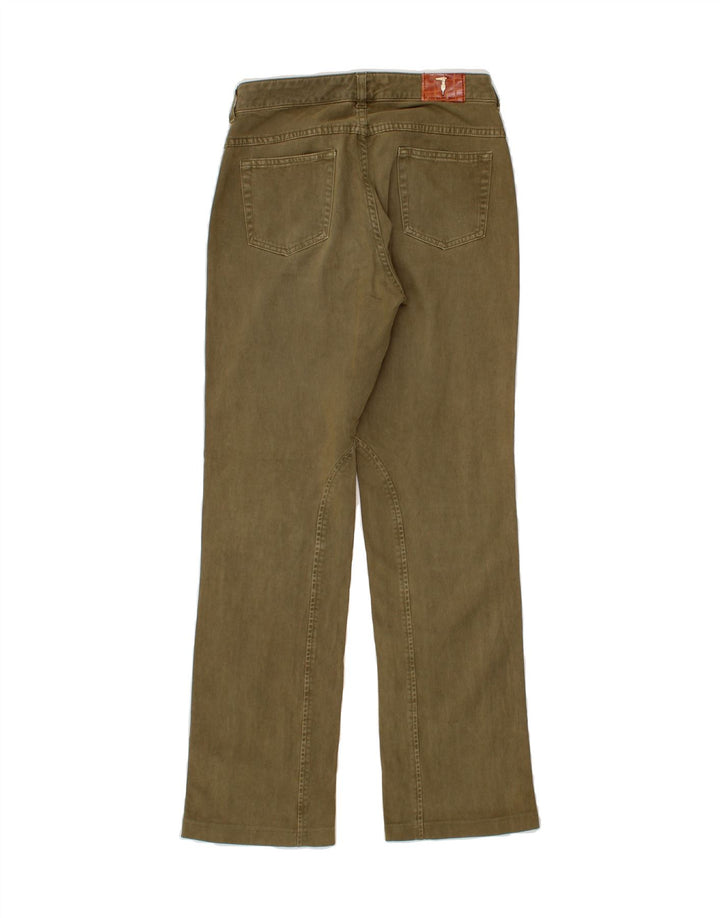 TRUSSARDI Womens Straight Casual Trousers W28 L29 Khaki Cotton Vintage Trussardi and Second-Hand Trussardi from Messina Hembry 