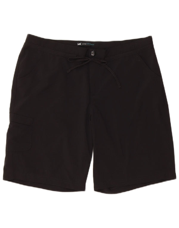Shorts cargo feminino LEE EUA 12 grande W34 poliéster preto
