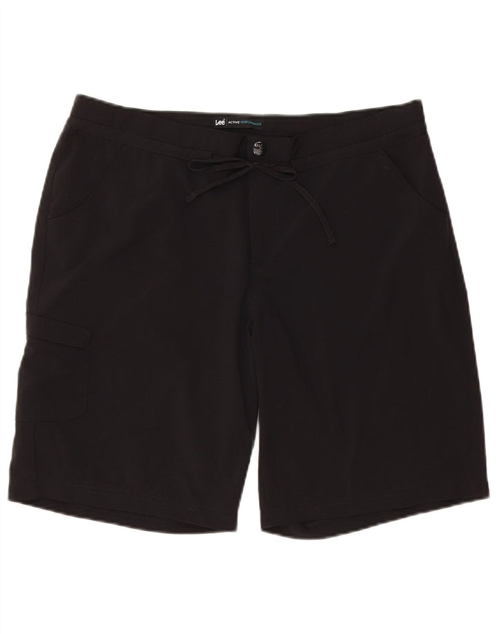 Shorts cargo feminino LEE EUA 12 grande W34 poliéster preto