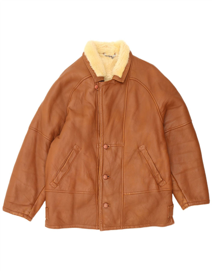 Jaqueta feminina vintage de shearling IT 50 grande marrom shearling