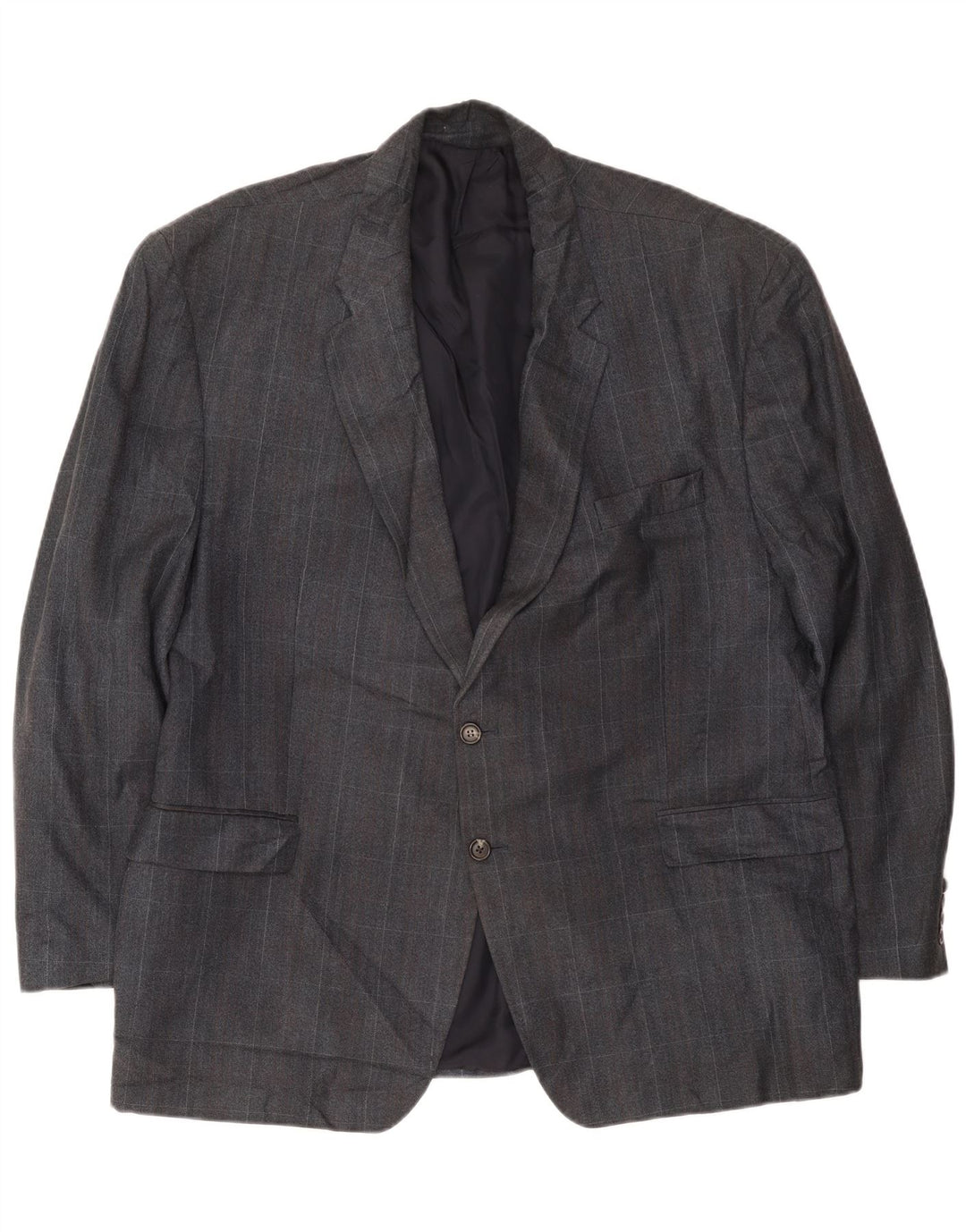 Jaqueta blazer masculina Chaps com 2 botões UK 42 XL azul marinho xadrez