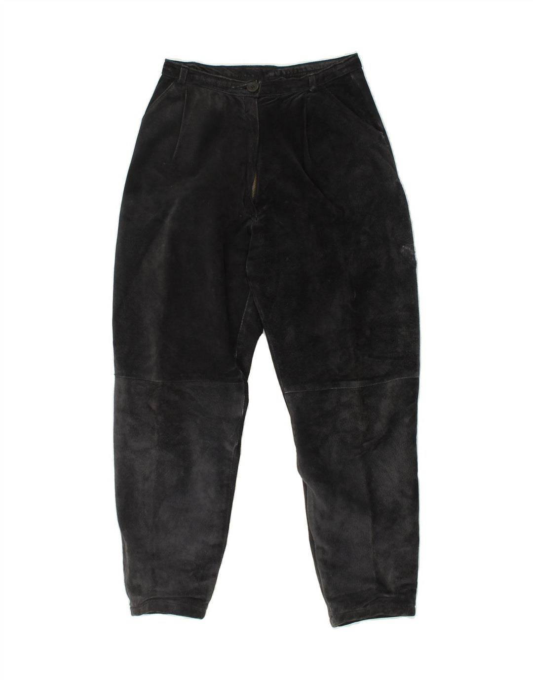 VINTAGE Womens Leather Tapered Trousers W26 L24 Navy Blue Vintage Vintage and Second-Hand Vintage from Messina Hembry 