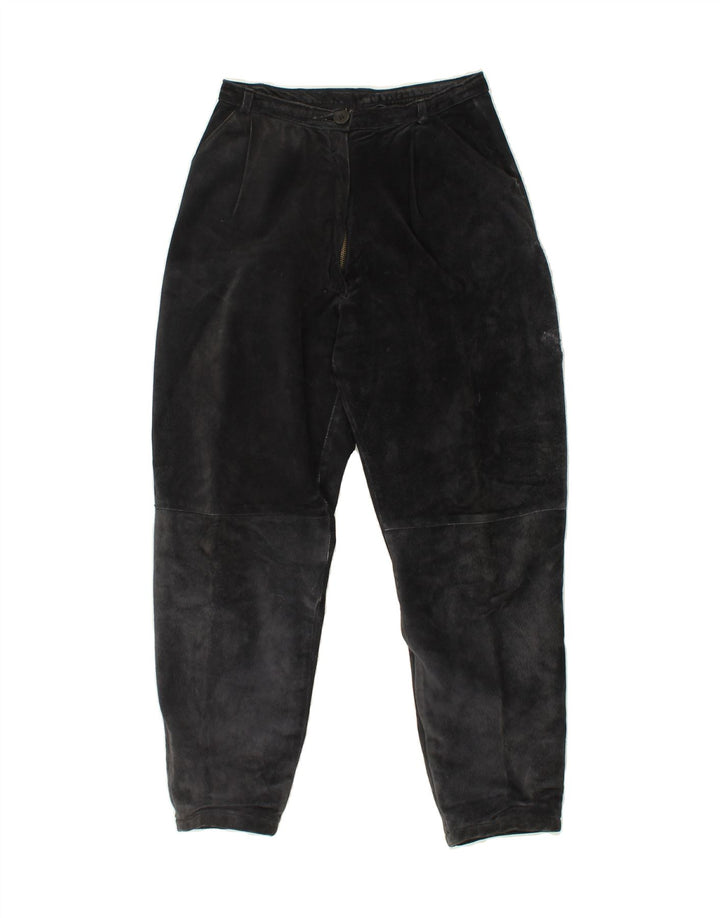 VINTAGE Womens Leather Tapered Trousers W26 L24 Navy Blue Vintage Vintage and Second-Hand Vintage from Messina Hembry 