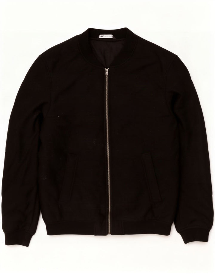 Zara Mens Bomber Jacket UK 42 XL Poliéster Preto