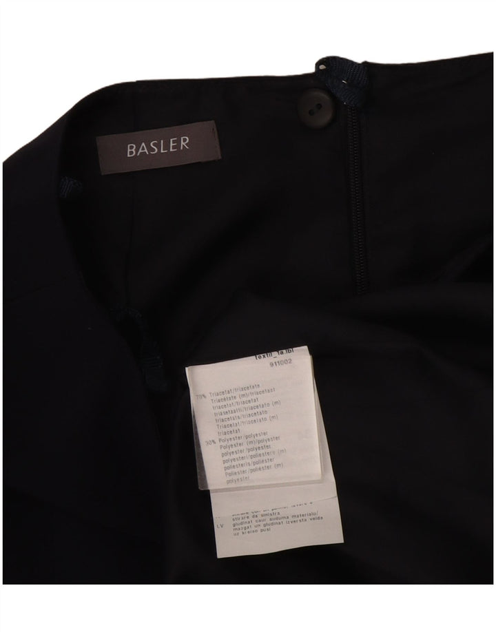 Saia lápis feminina Basler W26 pequena triacetato azul marinho