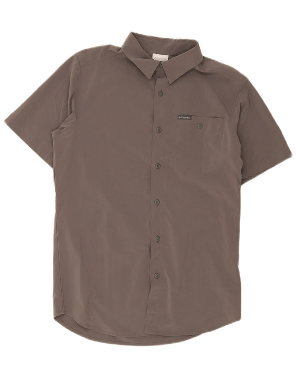 Columbia Camisa masculina de manga curta pequena cinza poliéster