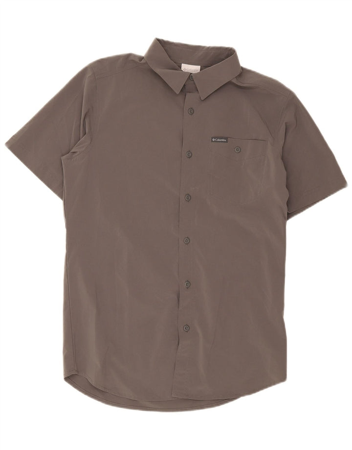Columbia Camisa masculina de manga curta pequena cinza poliéster