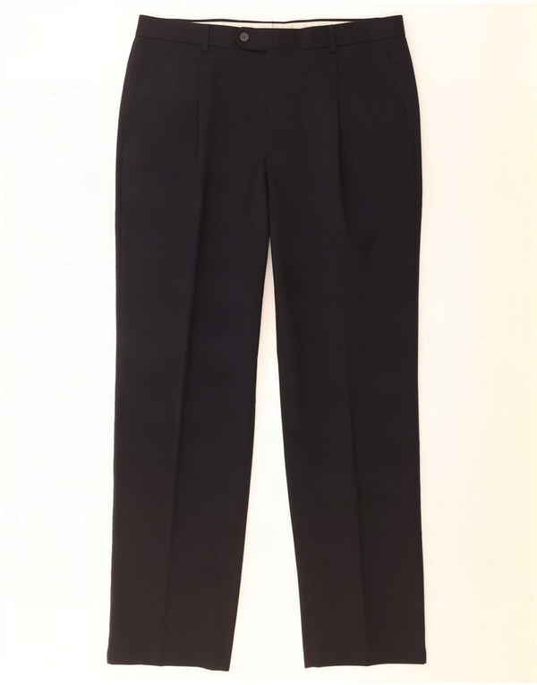 Calça masculina Marks & Spencer Pegged Suit W34 L31 Lã Azul Marinho