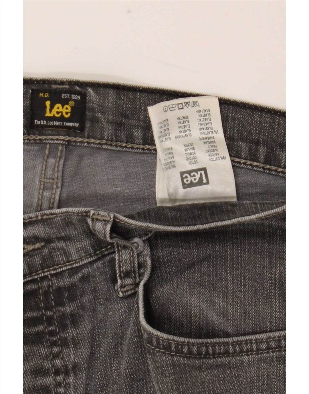 Lee Mens Powell Straight Jeans W34 L30 Algodão Cinza