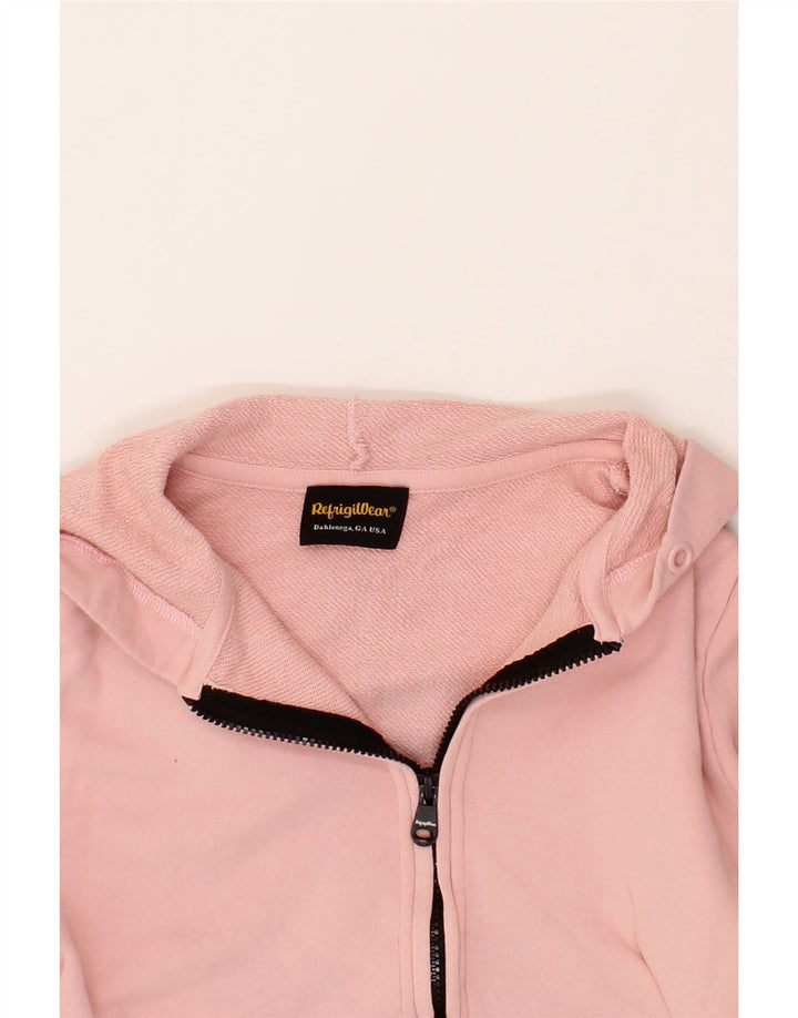 REFRIGIWEAR Girls Graphic Zip Hoodie Sweater 9-10 Years Pink Cotton Vintage Refrigiwear and Second-Hand Refrigiwear from Messina Hembry 