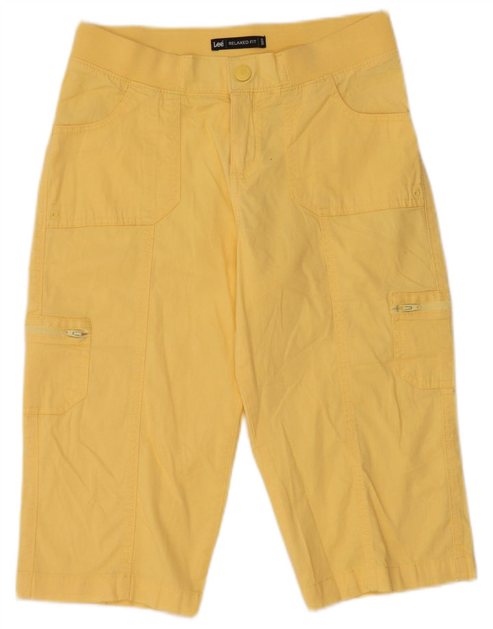 Shorts cargo feminino LEE com ajuste relaxado EUA 4 pequeno W28 algodão amarelo