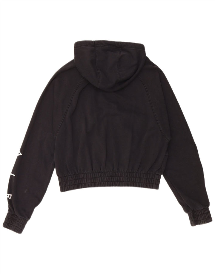 Suéter feminino Nike com capuz e zíper gráfico oversized UK 10 pequeno algodão preto